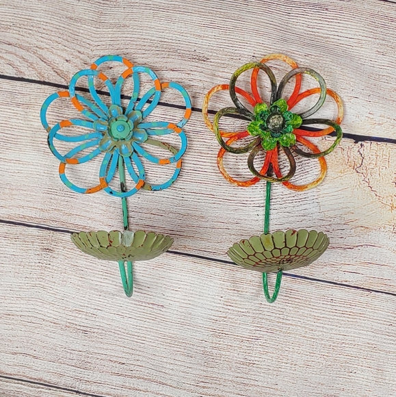 Metal Flower Wall Candle Holders Multicolor - Picture 1 of 5